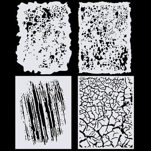 AceOrbit 4 Pcs Airbrush Stencil Kit Template Abstract 5.25" x 4" White Art Template Precision Laser Cut Stencil Templates for Painting Cars DIY T-Shirt, Tattoos Projects Crafts in Saudi Arabia