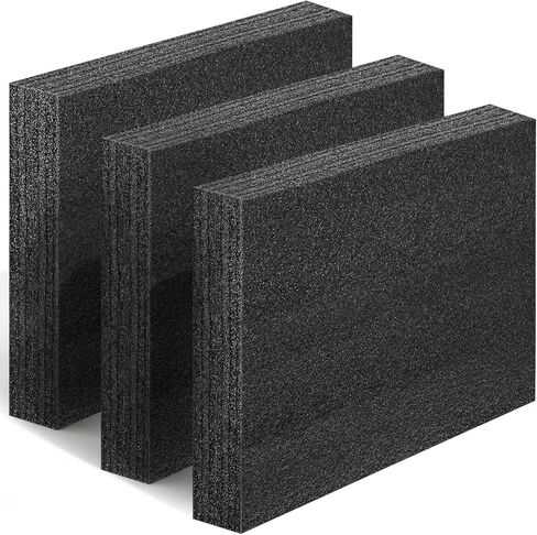 3 قطع من ألواح إسفنج البولي إيثيلين، لوح إسفنجي صلب مقاس 12 × 10 × 2.125 بوصة، كتل تعبئة عالية الكثافة قابلة للقطع لصندوق الأدوات والكاميرا والتخزين والحرف اليدوية (أسود) in Kuwait