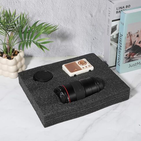 3 قطع من ألواح إسفنج البولي إيثيلين، لوح إسفنجي صلب مقاس 12 × 10 × 2.125 بوصة، كتل تعبئة عالية الكثافة قابلة للقطع لصندوق الأدوات والكاميرا والتخزين والحرف اليدوية (أسود) in Kuwait