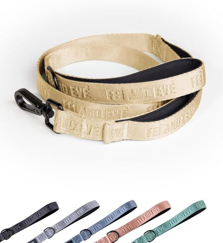 2026 New Edition, Fei & Eve Classic Dog Leash - 6FT, Dual Padded Handles, 360° Swivel Hook, Heavy Duty 210D Nylon - No-Pull Design with Traffic Control Handle - for Small/Medium/Large Dogs, Champagne in Saudi Arabia