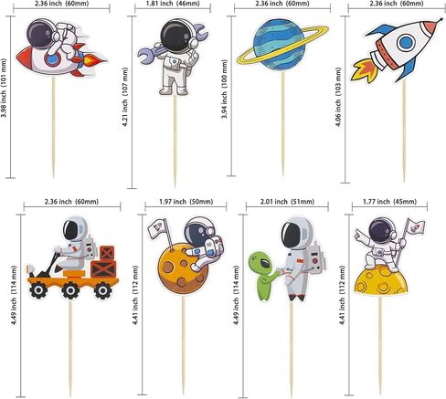 Gyufise 40Pcs Space Astronaut Cupcake Toppers Rocket Planet Trip to the Moon Cupcake Picks Decorations for Baby Shower Boys Girls Birthday Outer Space Themed Party Cake Decorations Supplies in Saudi Arabia