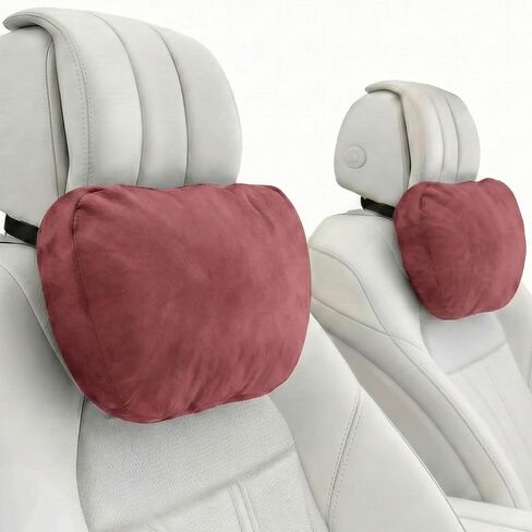 2PCS Car Pillow for Car Neck Pillow for Driving Seat Neck Support Soft Cushion Back Support Head-Rests for Vehicle Sleeping with Elastic Adjustment Strap (Black, Head) in Saudi Arabia