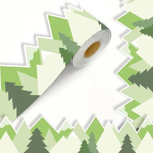 Runtoo 65 Feet Bulletin Board Borders Moving Mountains Die-Cut Rolled Woodland Tree Border Decorations Scalloped Trim for Teacher Classroom Back to School Supplies Wall Desk Window Door Decor in Saudi Arabia