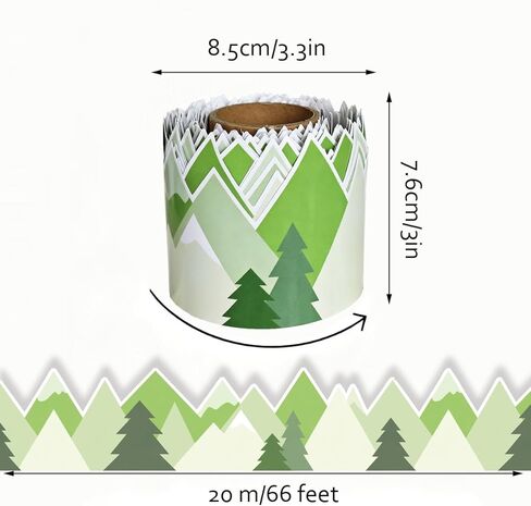 Runtoo 65 Feet Bulletin Board Borders Moving Mountains Die-Cut Rolled Woodland Tree Border Decorations Scalloped Trim for Teacher Classroom Back to School Supplies Wall Desk Window Door Decor in Saudi Arabia