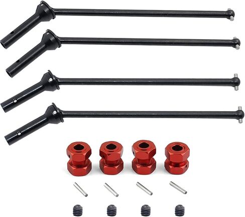 Steel Front Rear Drive Shaft CVD Axles Upgrades Part for Arrma 1/8 Kraton 6S BLX,Outcast 6S BLX,Notorious 6S BLX，RC Driveshafts CVD w/17mm Wheel Hex Hub 4 pcs/Set(Red) in Saudi Arabia