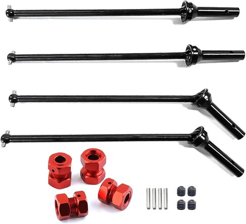Steel Front Rear Drive Shaft CVD Axles Upgrades Part for Arrma 1/8 Kraton 6S BLX,Outcast 6S BLX,Notorious 6S BLX，RC Driveshafts CVD w/17mm Wheel Hex Hub 4 pcs/Set(Red) in Saudi Arabia