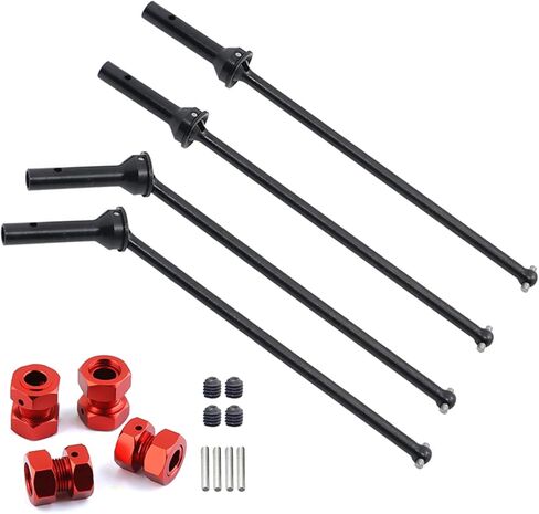 Steel Front Rear Drive Shaft CVD Axles Upgrades Part for Arrma 1/8 Kraton 6S BLX,Outcast 6S BLX,Notorious 6S BLX，RC Driveshafts CVD w/17mm Wheel Hex Hub 4 pcs/Set(Red) in Saudi Arabia