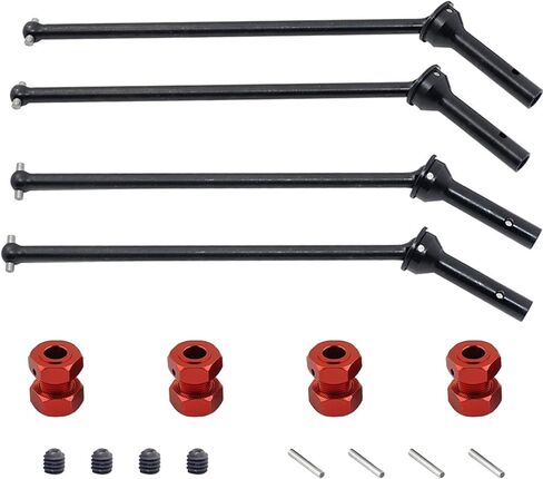 Steel Front Rear Drive Shaft CVD Axles Upgrades Part for Arrma 1/8 Kraton 6S BLX,Outcast 6S BLX,Notorious 6S BLX，RC Driveshafts CVD w/17mm Wheel Hex Hub 4 pcs/Set(Red) in Saudi Arabia