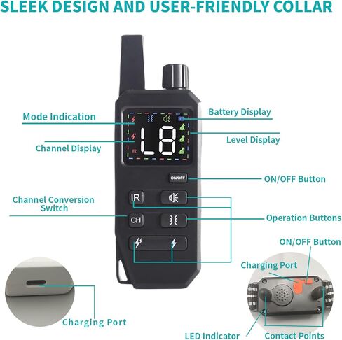 Dog Shock Collar Dog Training Collar with Remote Innovative IPX67 Waterproof with 6 Training Modes, Rechargeable E-Collar for All Breeds- Black in Saudi Arabia