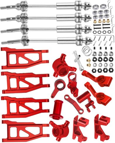 Upgrades Part for 1/10 Rustler/Stampede/Slash/Hoss 4x4 VXL,#45 Steel Drive Shaft CVD&Aluminum Suspension Arm,Caster Block,Steering Blocks,Rear Stub Axle Carriers,Steering Bellcranks,Navy Blue in Saudi Arabia