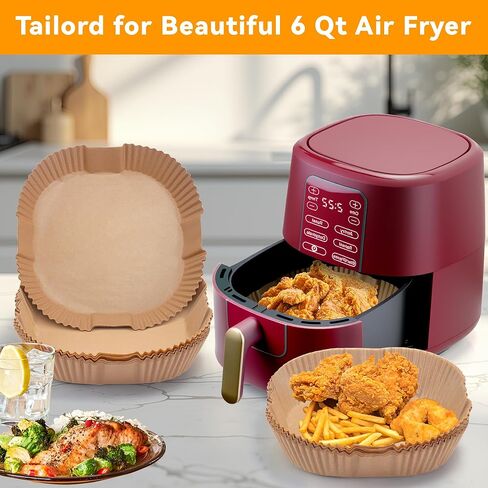 Prchment Paper for Beautiful 6 Qt Air Fryer, 100pcs Air Fryer Liners for Beautiful Air Fryer in Saudi Arabia