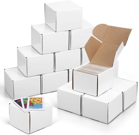 Eaasty 10 Pack Gaming Card Storage Box White Corrugated Cardboard Box Craft Gifts for Gaming Accessories Business Literature Mailing Packaging in Saudi Arabia