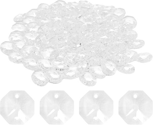 pson 100Pcs 14mm 2 Hole Crystal Octagon Beads, Clear Glass Beads for Chandelier, Home Decorations, Jewelry Making, DIY Crafts, and Hanging Pendants(Clear AB) in Saudi Arabia