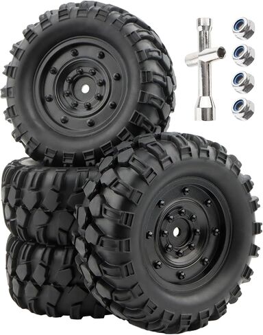 4 Pieces RC Rubber Tires Wheels Tyre Set Replacement Accessory Spare Parts 1/12 Scale H12P H12Y H12Y+ MN-82 MN-128 MN82S RC Rock Crawler Cars in Saudi Arabia