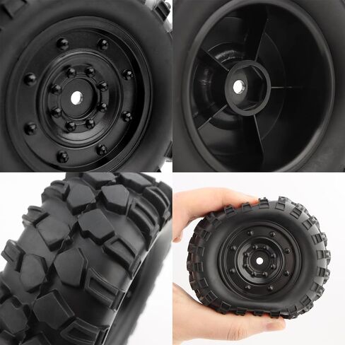 4 Pieces RC Rubber Tires Wheels Tyre Set Replacement Accessory Spare Parts 1/12 Scale H12P H12Y H12Y+ MN-82 MN-128 MN82S RC Rock Crawler Cars in Saudi Arabia