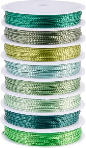 87.5 Yards Green Theme Polyester Twisted Cords 0.9mm Braided Bracelet Thread Beading String for DIY Craft Bracelet Jewelry Making Chinese Knotting in Saudi Arabia