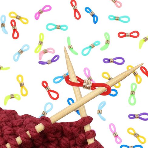 60 Pcs Knitting Needle Stoppers Stitch Stopper Knitting Needle Hugger Needles Minder Project Keeper Knittings Crochet Supplies Double Hole Needles Point Protectors Knittings Tools in Saudi Arabia