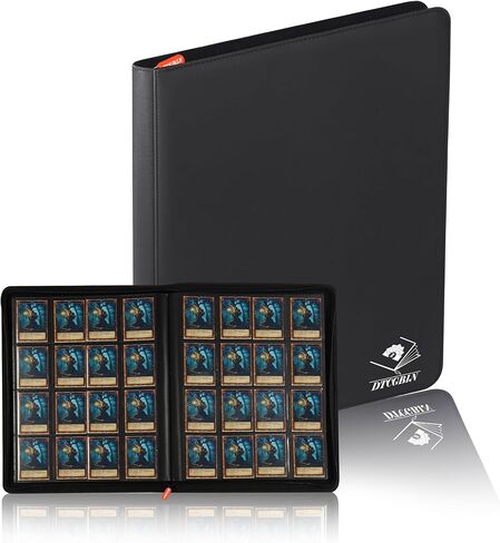 مجلد بطاقات التداول الفاخر لبطاقات PKM TCG MTG، يحمل أكثر من 1000 بطاقة، 16 جيبًا بدون حلقة تحميل جانبية مع مجلد ألبوم بطاقات التداول بسحاب لـ TCG - أسود in Kuwait