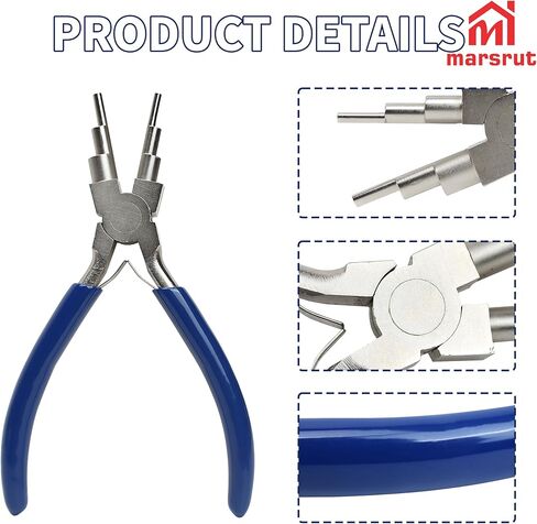 6 In 1 Wire Bending Pliers With Non-Slip Handle, Bail Looping Forming Pliers for Jewelry Making for 2mm - 9mm Loops,Hooks and Jump Rings, Heavy Duty Forming Bends, Wire Wrapping German Stainless in Saudi Arabia