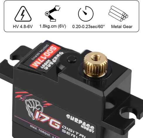 GLOBCAT 17G Metal Digital Servo with Arms RC Steering Servo 16701 for Hyper Go H16BM H16GT H16DR 16207 16208 16209 16210 1/16 RC Trucks in Saudi Arabia