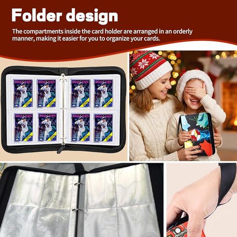 Trading Card Binder - 4 Pocket Card Holder Zipper Album with 60 Bonus Removable Sleeves, 480 Capacity Portable Organizer for Gaming Cards and Collectible Cards in Saudi Arabia