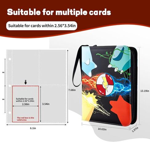 Trading Card Binder - 4 Pocket Card Holder Zipper Album with 60 Bonus Removable Sleeves, 480 Capacity Portable Organizer for Gaming Cards and Collectible Cards in Saudi Arabia