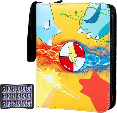 Trading Card Binder - 4 Pocket Card Holder Zipper Album with 60 Bonus Removable Sleeves, 480 Capacity Portable Organizer for Gaming Cards and Collectible Cards in Saudi Arabia
