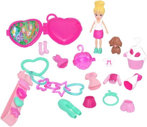 Polly Pocket Dolls & Pets Bracelet Keychain Playset, Fruit Themed Fashion Accessories and Bag Charms, Wearable Compact in Saudi Arabia