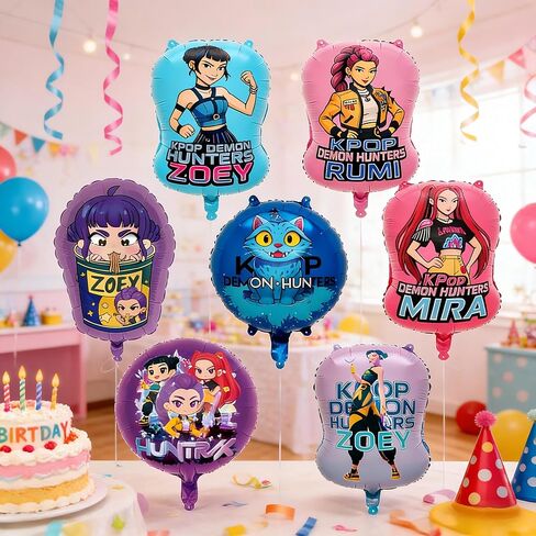 12 Pcs For K-pop Demon Hunters Birthday Decorations, Foil Balloons for Party Supplies, K-pop Anime Themed Birthday Decor for Boys Girls in Saudi Arabia