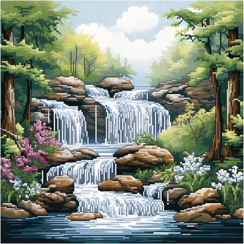 51buyoutgo 11CT Stamped Cross Stitch Kits for Adults - 16x16 in Beginner Embroidery Kit with Funny Easy Washable Stream Pattern, Pre Printed Fabric, Fit for DIY Home Decor, Mom Gifts & Stress Relief in Kuwait