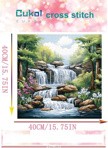 51buyoutgo 11CT Stamped Cross Stitch Kits for Adults - 16x16 in Beginner Embroidery Kit with Funny Easy Washable Stream Pattern, Pre Printed Fabric, Fit for DIY Home Decor, Mom Gifts & Stress Relief in Kuwait