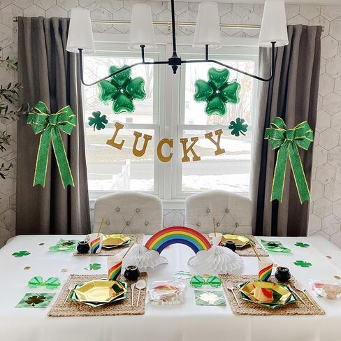 Totelux عيد القديس باتريك الديكور القوس الشريط الأخضر القوس مقاوم للماء إكليل كبير الأقواس زخرفة لتغليف الهدايا شجرة توبر خزائن ديكور المنزل في الهواء الطلق لوازم الحفلات مهرجان الأيرلندية in Saudi Arabia