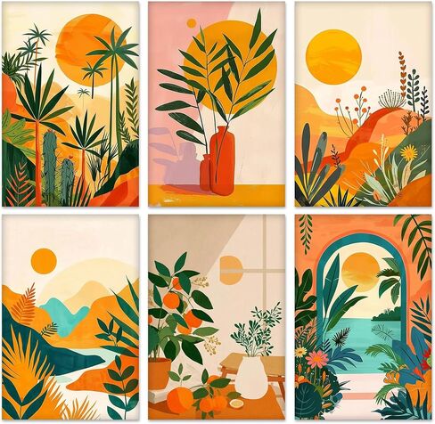 KEYIFA 6 Pack Paint by Numbers Kit, Stretched Canvas Boards for Painting for Adults, No Crease Acrylic Oil Painting for Students Beginners Favor Sip & Paint Party Supplies, Plants Landscape (8x12) in Saudi Arabia