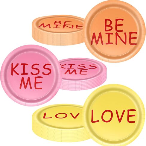 40Pcs Valentine’s Day Plates 7 Inch Red Heart Small Dessert Plates With “Say Yes" & Love Phrases, Disposable Small Paperplates, for Proposal Dinner, Engagement Party, Romantic Table Setting in Saudi Arabia