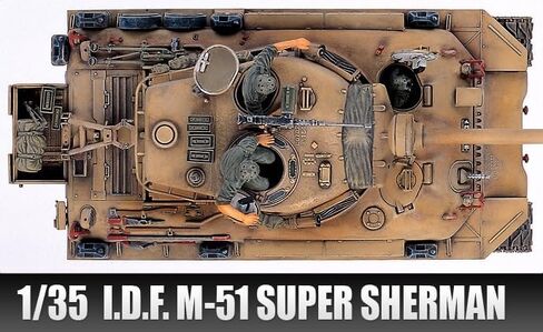 Academy Hobby Model Kit – 1/35 M51 Super Sherman, Realistic IDF Heavy Tank with Crew Figures in Saudi Arabia