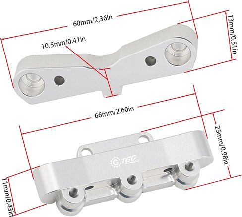 CNC 7075 سبائك الألومنيوم الأمامي والخلفي السفلي الذراع تعليق شماعات جبل مناسبة لArrma 1/7 Felony Mojave 6s BLX ترقيات جزء (فضي) in Kuwait