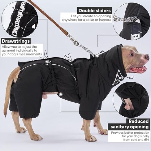 Dog Snowsuit 4XL (Chest 26.77in Back 19.68in), Insulated Full Body Winter Dog Suit with Legs, Water-Resistant Windproof Reflective, 2-Way Back Zipper, Harness Opening in Saudi Arabia