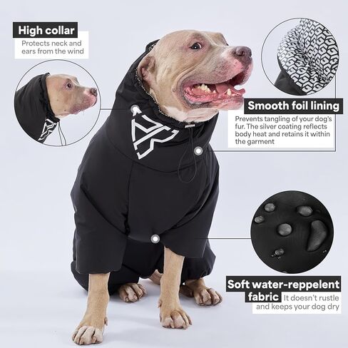 Dog Snowsuit 4XL (Chest 26.77in Back 19.68in), Insulated Full Body Winter Dog Suit with Legs, Water-Resistant Windproof Reflective, 2-Way Back Zipper, Harness Opening in Saudi Arabia