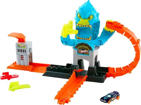 Hot Wheels Toy Car Track Set, City Gorilla Slam Attack Playset & 1:64 Scale Vehicle, Nemesis Challenge with Multiple Ways to Play, Speed Snap Track in Kuwait