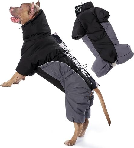 Dog Snowsuit 4XL (Chest 26.77in Back 19.68in), Insulated Full Body Winter Dog Suit with Legs, Water-Resistant Windproof Reflective, 2-Way Back Zipper, Harness Opening in Saudi Arabia