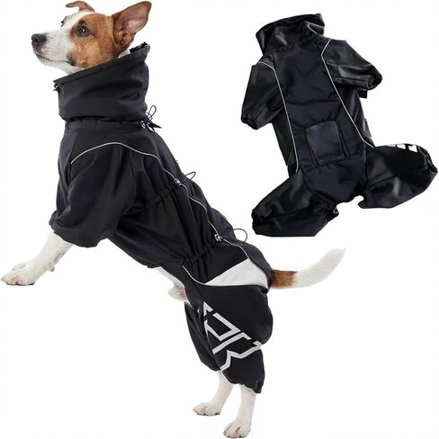 Dog Snowsuit 4XL (Chest 26.77in Back 19.68in), Insulated Full Body Winter Dog Suit with Legs, Water-Resistant Windproof Reflective, 2-Way Back Zipper, Harness Opening in Saudi Arabia