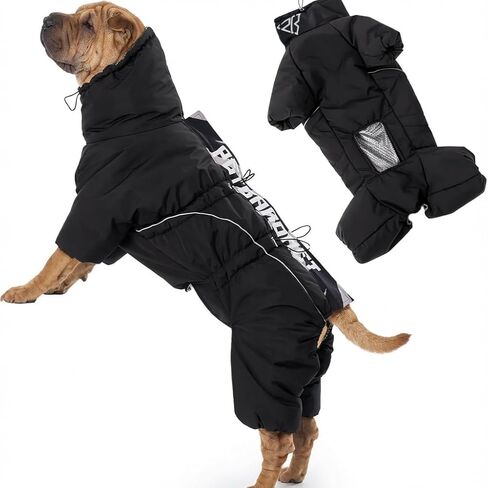 Dog Snowsuit 4XL (Chest 26.77in Back 19.68in), Insulated Full Body Winter Dog Suit with Legs, Water-Resistant Windproof Reflective, 2-Way Back Zipper, Harness Opening in Saudi Arabia