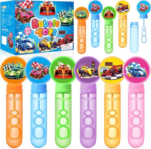 Winrayk 24 Large Cars Bubble Wands with Gift Box, Kids Race Car Party Favors - Racing Bubbles Bulk (6 Style & Color), Pinata Filler Goody Bag Stuffer Carnival Prize Boys Wheel-themed Birthday Supplies in Saudi Arabia