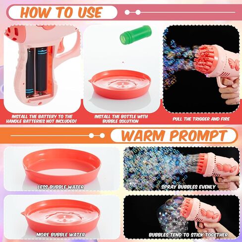 ShinyRelief 4 Pack Wedding Bubble Guns 32 Holes with Light, Bottles Solution, Romantic Bubble Maker for Outdoor Ceremony, Wedding Party Favors, Photo Props, Reception Entertainment (Pink) in Saudi Arabia