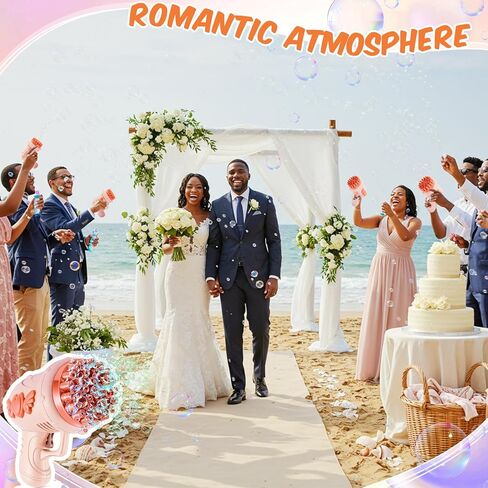 ShinyRelief 4 Pack Wedding Bubble Guns 32 Holes with Light, Bottles Solution, Romantic Bubble Maker for Outdoor Ceremony, Wedding Party Favors, Photo Props, Reception Entertainment (Pink) in Saudi Arabia