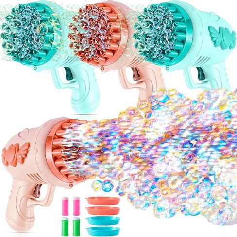 ShinyRelief 4 Pack Wedding Bubble Guns 32 Holes with Light, Bottles Solution, Romantic Bubble Maker for Outdoor Ceremony, Wedding Party Favors, Photo Props, Reception Entertainment (Pink) in Saudi Arabia
