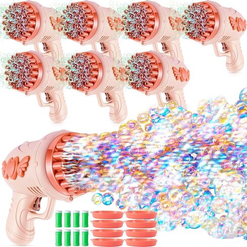 ShinyRelief 4 Pack Wedding Bubble Guns 32 Holes with Light, Bottles Solution, Romantic Bubble Maker for Outdoor Ceremony, Wedding Party Favors, Photo Props, Reception Entertainment (Pink) in Saudi Arabia
