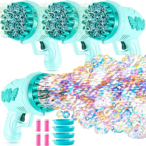 ShinyRelief 4 Pack Wedding Bubble Guns 32 Holes with Light, Bottles Solution, Romantic Bubble Maker for Outdoor Ceremony, Wedding Party Favors, Photo Props, Reception Entertainment (Pink) in Saudi Arabia