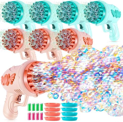 ShinyRelief 4 Pack Wedding Bubble Guns 32 Holes with Light, Bottles Solution, Romantic Bubble Maker for Outdoor Ceremony, Wedding Party Favors, Photo Props, Reception Entertainment (Pink) in Saudi Arabia