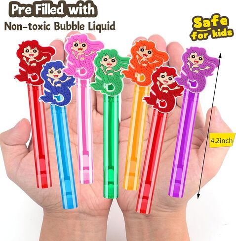 24PCS Mermaid Bubble Wand for Party Favors Decorations Supplies Classroom Prizes Valentines Easter Christmas Bags Basket Stuffers Gifts in Saudi Arabia